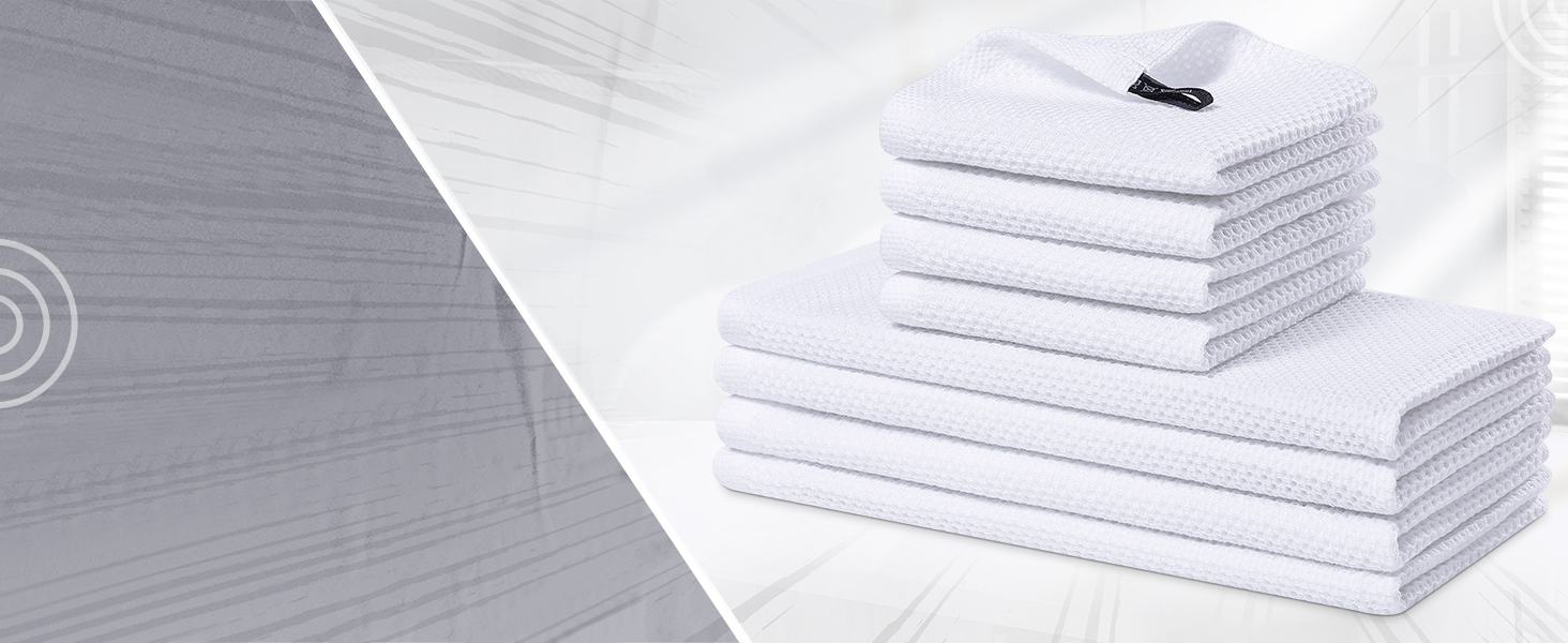 Homaxy 100% Cotton Kitchen Towels and Dishcloths Set, 12 x 12 Inches and 13 x 28 Inches, Set of 8 Bulk Kitchen Towels Set, Ultra Soft Absorbent Dish Cloths for Washing Dishes, Dark Grey