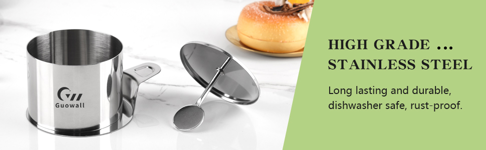 Guowall 6 Pack Seamless Cake Ring Molds Stainless Steel Mousse Rings 3 Inch Round Pastry Cutter for Baking (Includes 6 Rings 1 Pusher and 1 Lifter)
