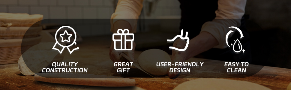 French Rolling Pin for Baking - Tuyotue 7.9 Inches Beech Wood Tapered Rolling Pin Dough Roller for Pizza Dough, Pie Crust Cookie Fondant Dumpling