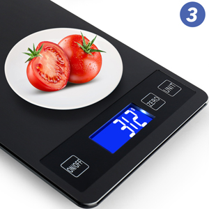 33lb Food Kitchen Digital Scale,1g/0.05oz Precise Graduation, USB Charging Kitchen Scale, Waterproof Stainless Steel with LCD Display, Ounces and Grams for Weight Loss, Cooking, Baking (Black)