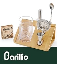 Barillio Black Bartender Kit - Stainless-Steel Cocktail Shaker Set w/Black Bamboo Stand - Mixology Bar Tools w/Drink Shaker, Mixer and Muddler for Cocktails - Home Bar Accessories - 23-Pc Bar Set