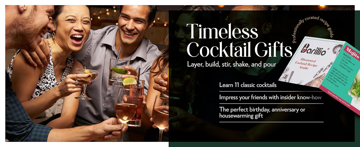 Barillio Black Bartender Kit - Stainless-Steel Cocktail Shaker Set w/Black Bamboo Stand - Mixology Bar Tools w/Drink Shaker, Mixer and Muddler for Cocktails - Home Bar Accessories - 23-Pc Bar Set