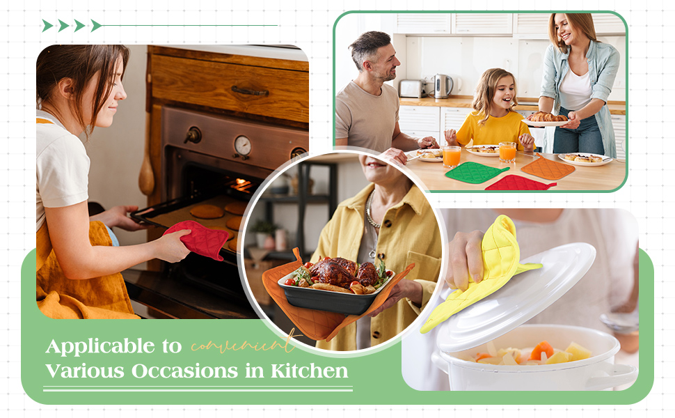 Bokon 24 Pcs Pot Holders for Kitchen, Multicolor Potholders Sets, Heat Resistant Cotton Hot Pad Oven Mitts Trivet with Hanging Loops for Baking Cooking