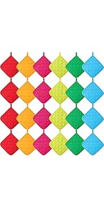 Bokon 24 Pcs Pot Holders for Kitchen, Multicolor Potholders Sets, Heat Resistant Cotton Hot Pad Oven Mitts Trivet with Hanging Loops for Baking Cooking