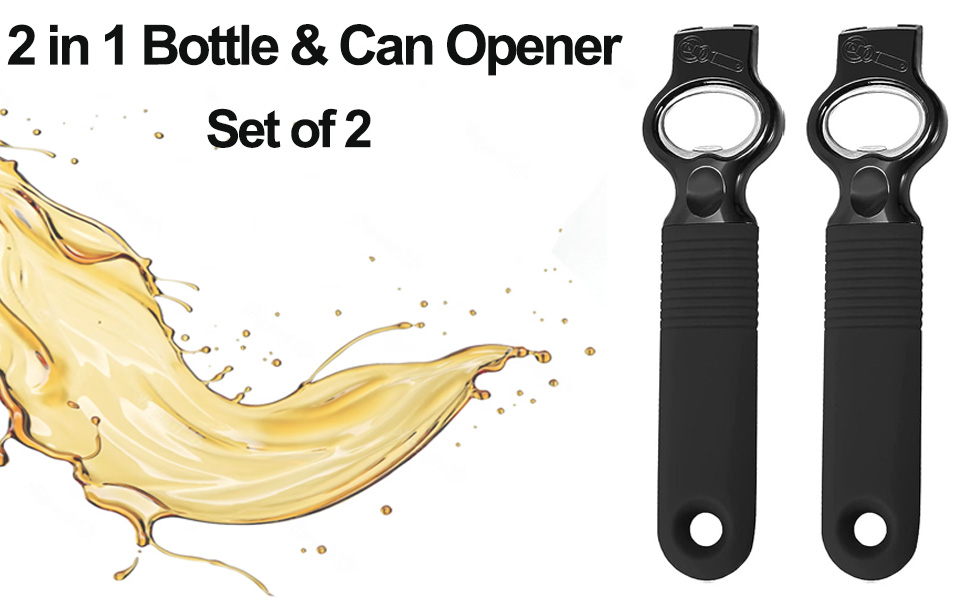 2-Pack Soda Can Opener and Beer Bottle Opener Bartender with Good Grip Silicone Handle, Pop Top Can Tab Opener for Long Nails, Bottle Opener for Arthritic Hand and Seniors, Purple