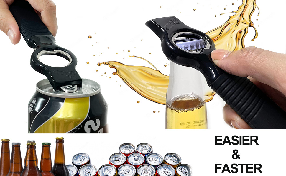 2-Pack Soda Can Opener and Beer Bottle Opener Bartender with Good Grip Silicone Handle, Pop Top Can Tab Opener for Long Nails, Bottle Opener for Arthritic Hand and Seniors, Purple