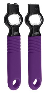 2-Pack Soda Can Opener and Beer Bottle Opener Bartender with Good Grip Silicone Handle, Pop Top Can Tab Opener for Long Nails, Bottle Opener for Arthritic Hand and Seniors, Purple