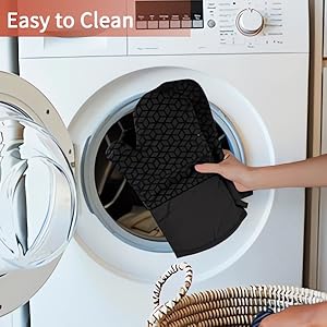 Oven Mitts and Pot Holders,500 ℉ Heat Resistant Oven Mitts Sets,Silicone Oven Gloves, Non-Slip Silicone Textured Grip,Black