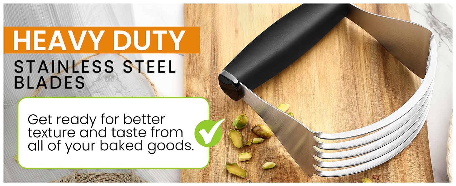 Spring Chef XL Dough Blender Tool For Baking, Heavy Duty Pastry Blender, Stainless Steel Pastry Cutter with Durable Blades, Dough Mixer, Butter Cutter for Easy Mixing, Dishwasher Safe - Aqua Sky