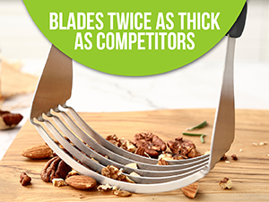 Spring Chef XL Dough Blender Tool For Baking, Heavy Duty Pastry Blender, Stainless Steel Pastry Cutter with Durable Blades, Dough Mixer, Butter Cutter for Easy Mixing, Dishwasher Safe - Aqua Sky