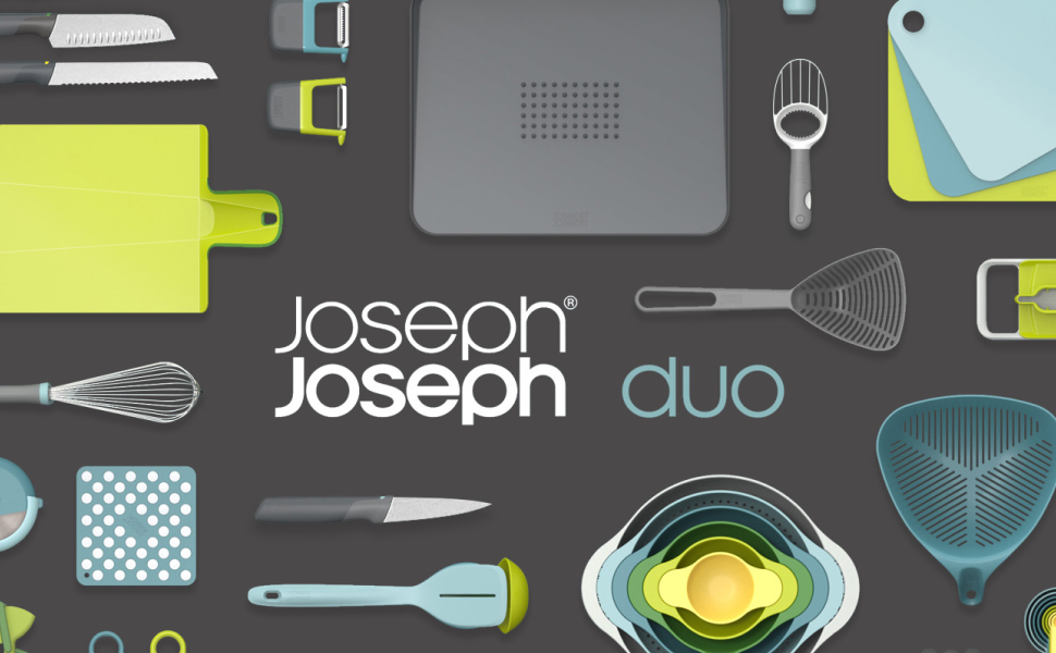 Joseph Joseph Duo 2-Piece Kitchen Grater Set, Vegetable, Cheese Coarse and Fine Grater, Citrus Zester, Opal/Green