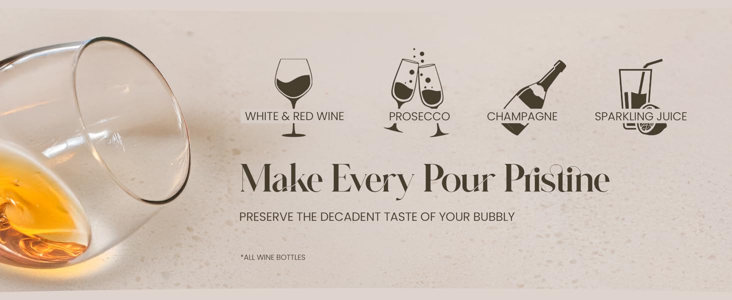 Wine Stopper & Champagne Stopper All In One - Patented Seal, Preserves Bubbles & Taste for Prosecco, White and Red Wines. 1 Pro Grade Evan James Bottle Stopper With Hanging Gift Box