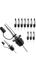 Pafusen 2 Pack Liquor Pour Spout, Auto Flip Olive Oil Dispenser Spout, Pour Spout for Liquor Bottles, Olive Oil Spout, Bottle Pourers for Alcohol Wine Syrup Home Bar Accessories Silver