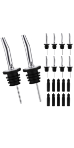 Pafusen 2 Pack Liquor Pour Spout, Auto Flip Olive Oil Dispenser Spout, Pour Spout for Liquor Bottles, Olive Oil Spout, Bottle Pourers for Alcohol Wine Syrup Home Bar Accessories Silver