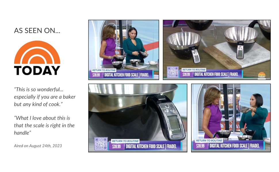 Fradel Digital Kitchen Food Scale with Bowl - 11lb, Grams & Ounces - Removable, Dishwasher-Safe Mixing Bowl - Green