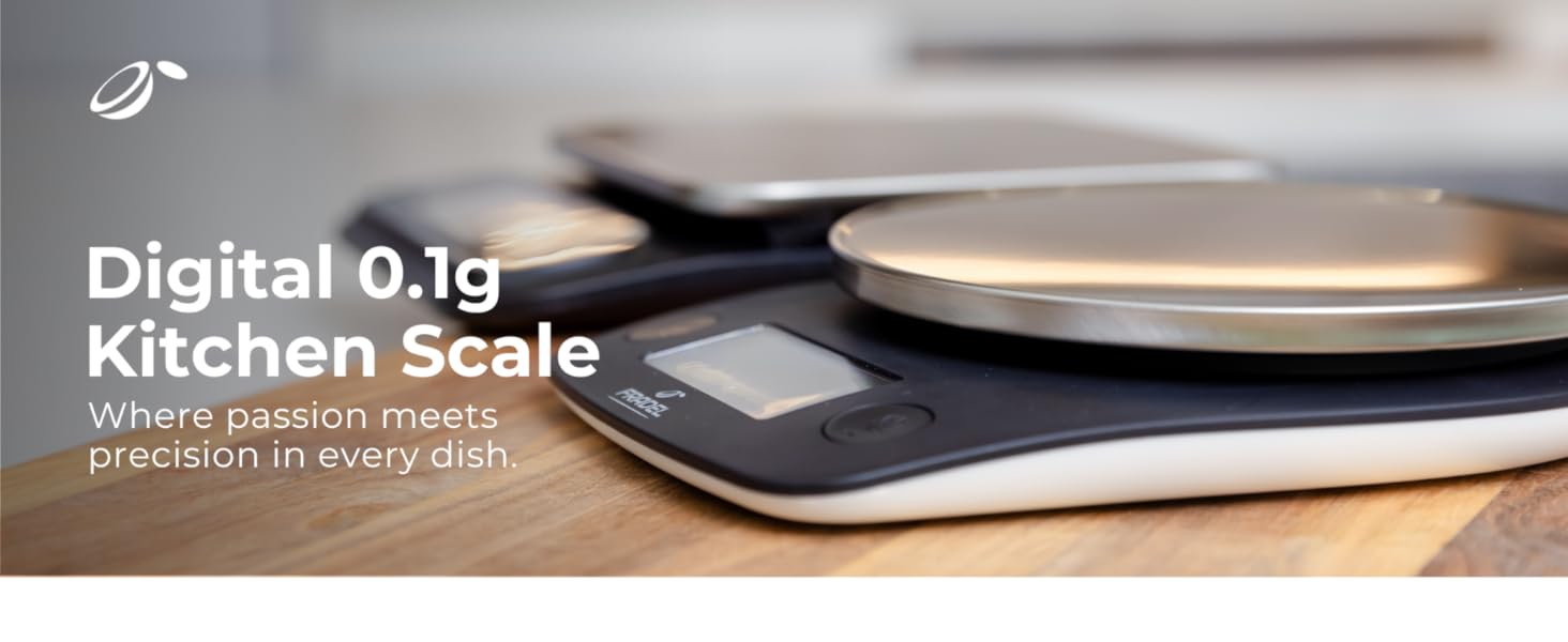 Fradel 0.1g Digital Kitchen Food Scale in Grams & Ounces - 11lb, for Cooking, Baking, Weight Loss - Square
