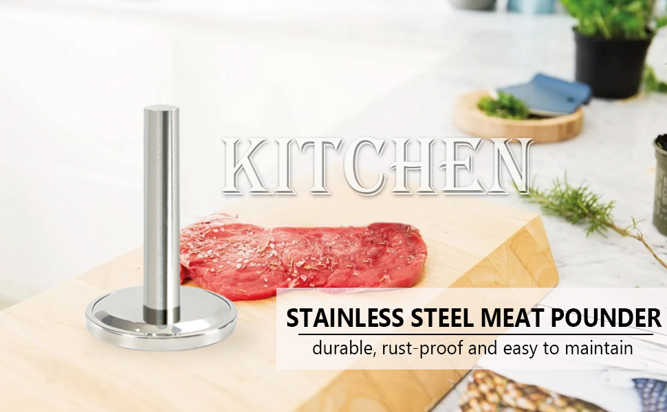 KAYCROWN Meat Tenderizer Hammer, Meat Pounder Flattener, Stainless Steel Kitchen Meat Mallet for Flattening Steak Beef Poultry, Meat Pounder Tenderizer, Chicken Flattener Tool