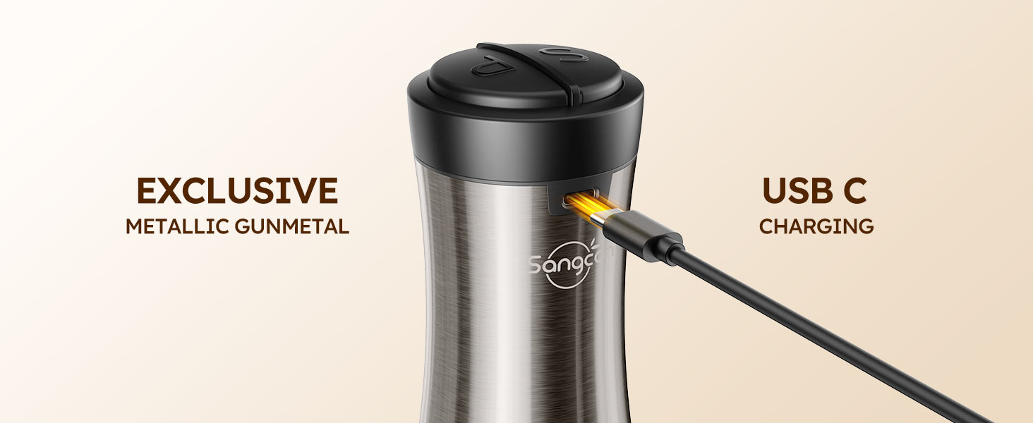 Sangcon Electric Salt and Pepper Grinder Set Shakers 2 IN 1 - USB RECHARGEABLE Salt and Pepper Mill Set All in One, Automatic Refillable Adjustable Coarseness Ceramic Grinder with Light