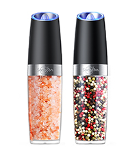 Sangcon Electric Salt and Pepper Grinder Set Shakers 2 IN 1 - USB RECHARGEABLE Salt and Pepper Mill Set All in One, Automatic Refillable Adjustable Coarseness Ceramic Grinder with Light