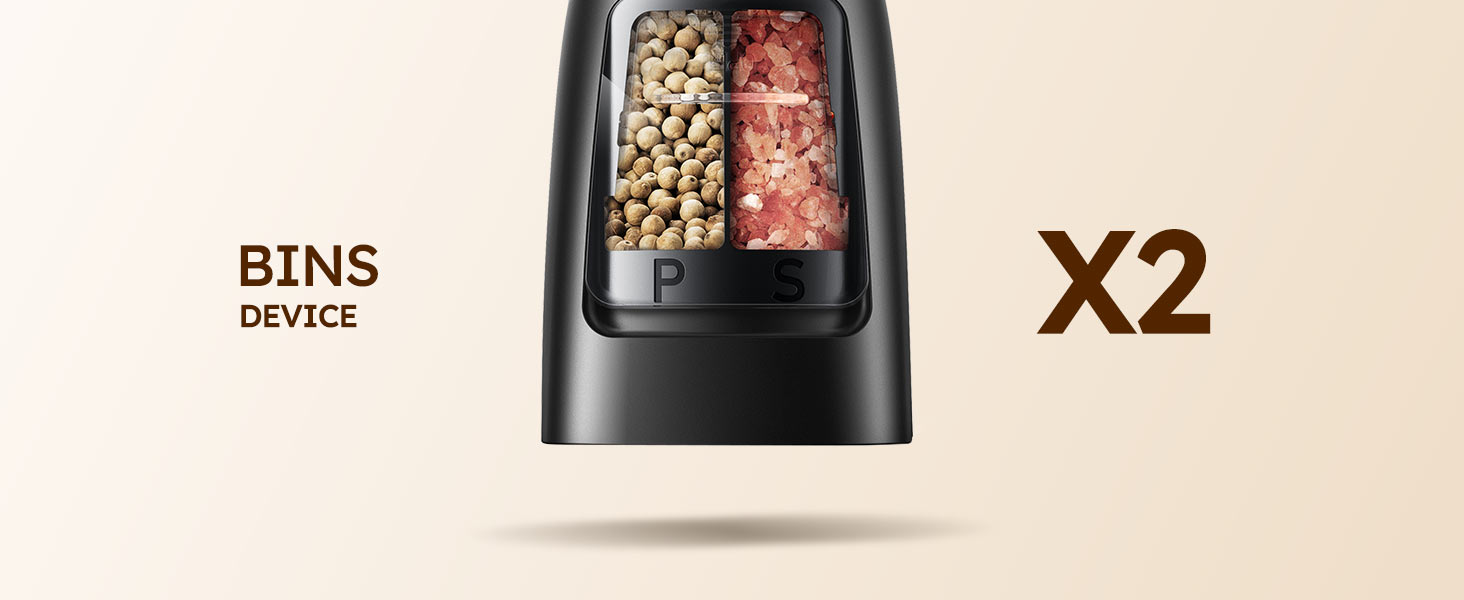 Sangcon Electric Salt and Pepper Grinder Set Shakers 2 IN 1 - USB RECHARGEABLE Salt and Pepper Mill Set All in One, Automatic Refillable Adjustable Coarseness Ceramic Grinder with Light