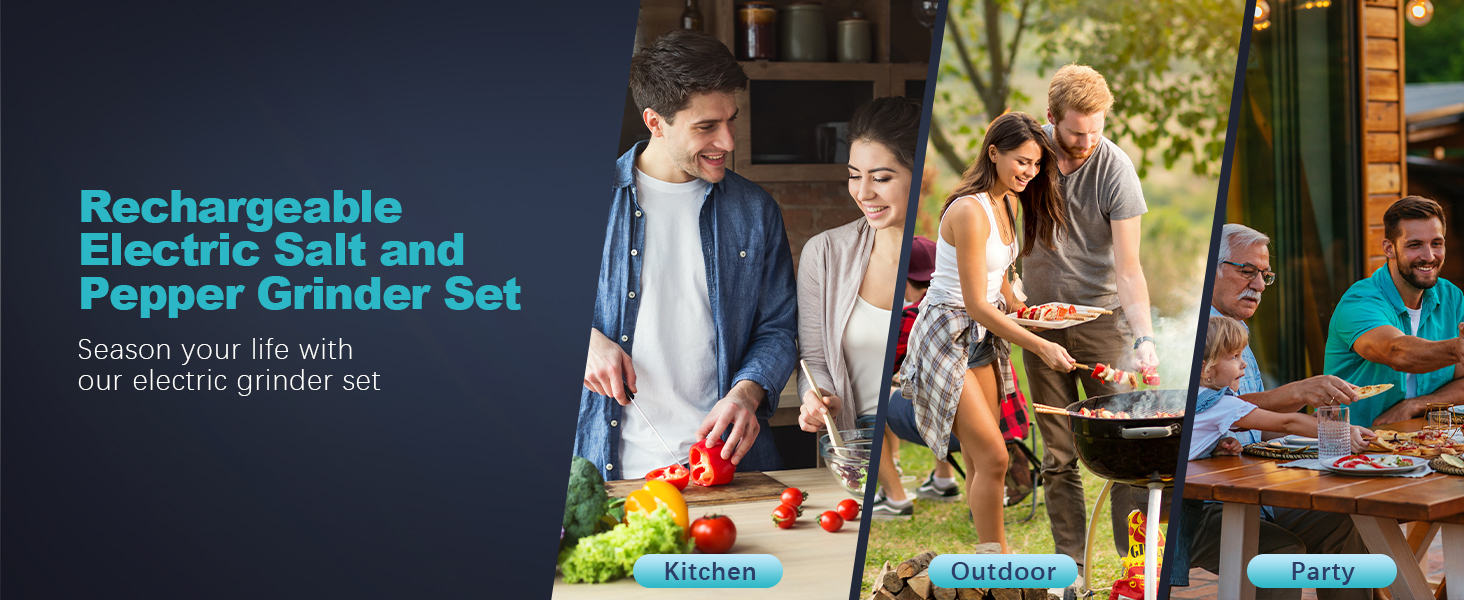 Ultrean Pepper Grinder, Rechargeable Gravity Salt and Pepper Grinder with 6 Adjustable Coarseness, LED Light, One-Hand Automatic Operation, Stainless Steel, Gifts for Father‘s Day