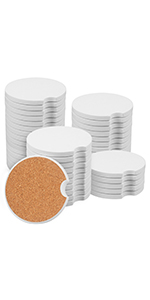 GNIEMCKIN 50 PCS 2.56 in Sublimation Auto Coasters, DIY Personalization Option, Keep Car from Cold Drink Spills