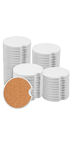GNIEMCKIN 50 PCS 2.56 in Sublimation Auto Coasters, DIY Personalization Option, Keep Car from Cold Drink Spills