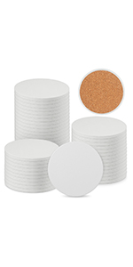 GNIEMCKIN 50 PCS 2.56 in Sublimation Auto Coasters, DIY Personalization Option, Keep Car from Cold Drink Spills