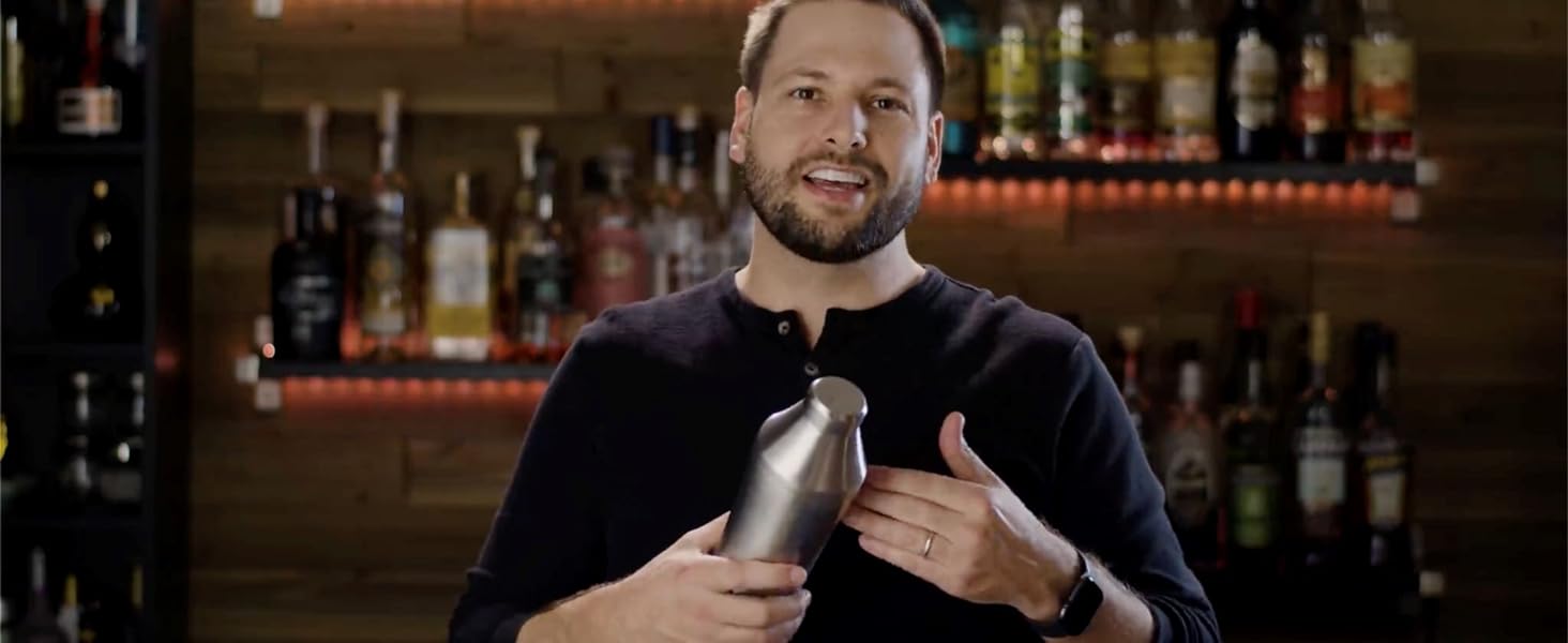 Elevated Craft Hybrid Cocktail Shaker - Premium Vacuum Insulated Stainless Steel Copper Cocktail Shaker - Innovative Measuring System - Martini Shaker for the Home Bartender - 28oz Total Volume