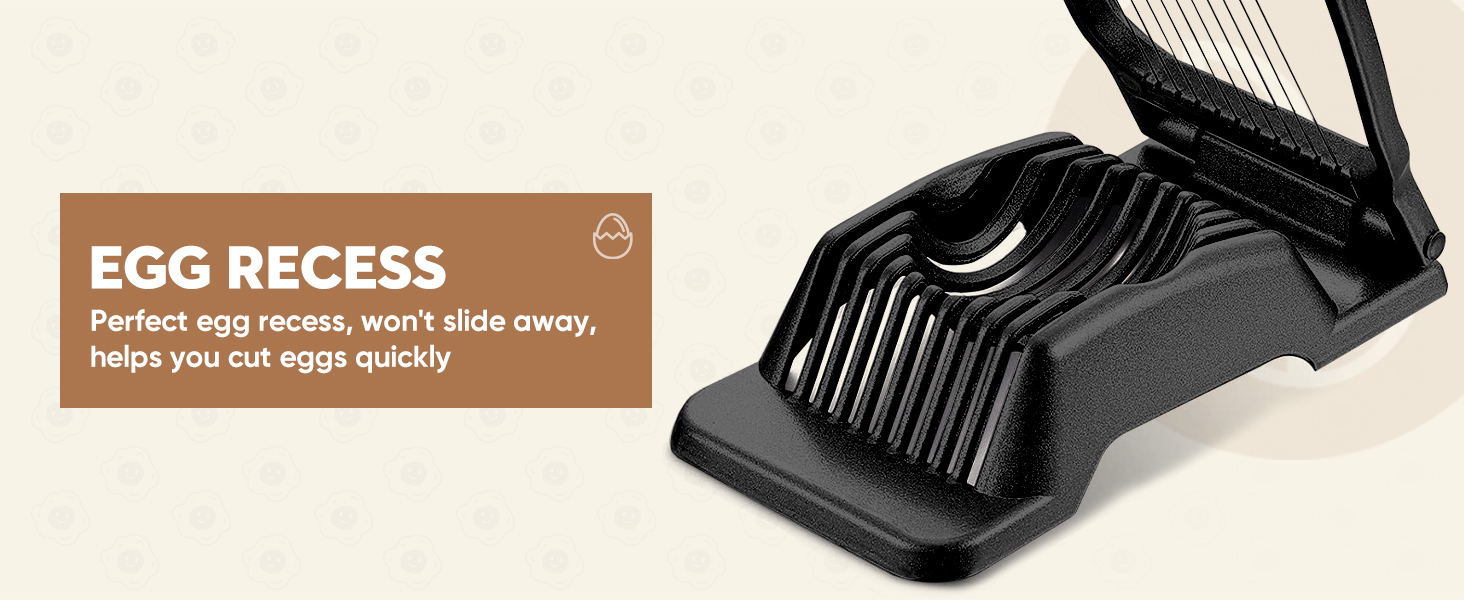 BIBURY Egg Slicer, Egg Cutter for Hard Boiled Eggs, Heavy Duty Aluminium Slicer for Egg Mushroom Strawberry Soft Fruit, Stainless Steel Wires, Dishwasher Safe & Easy to Clean (Black)