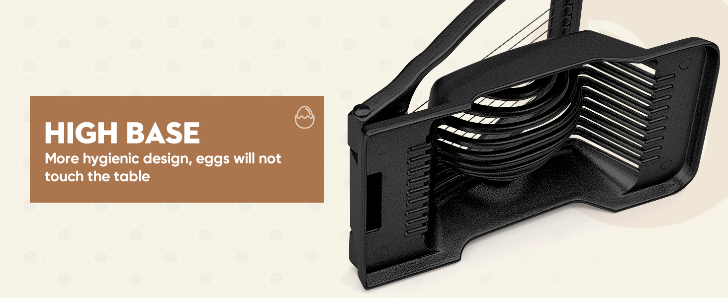 BIBURY Egg Slicer, Egg Cutter for Hard Boiled Eggs, Heavy Duty Aluminium Slicer for Egg Mushroom Strawberry Soft Fruit, Stainless Steel Wires, Dishwasher Safe & Easy to Clean (Black)