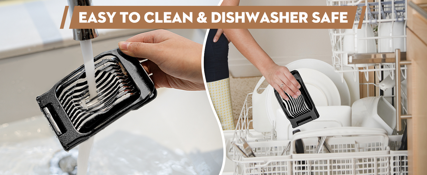 BIBURY Egg Slicer, Egg Cutter for Hard Boiled Eggs, Heavy Duty Aluminium Slicer for Egg Mushroom Strawberry Soft Fruit, Stainless Steel Wires, Dishwasher Safe & Easy to Clean (Black)