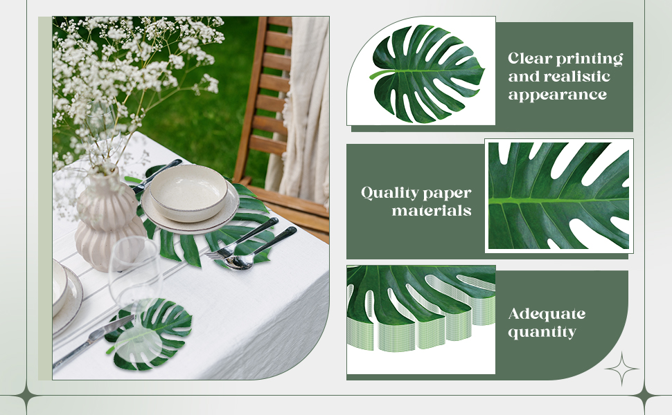 Geosar 200 Disposable Paper Placemats and Coasters Set Summer Hawaiian Luau Placemat with Coasters Outdoor Indoor for Greenery Jungle Dining Table Decoration Shower Birthday(Gold Round)