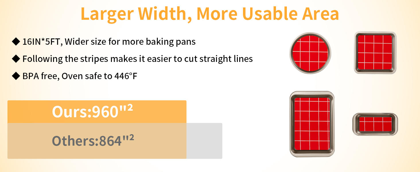 Silicone Baking Mat Roll 16IN*5FT Free Cutting, Non-Slip Pastry Mat, Non-Stick Reusable Air Fryer Liner, Oven Liners, Freeze Dryer Mat, Easily Cut to Size Fit All Ovens Pans Tins Dishes