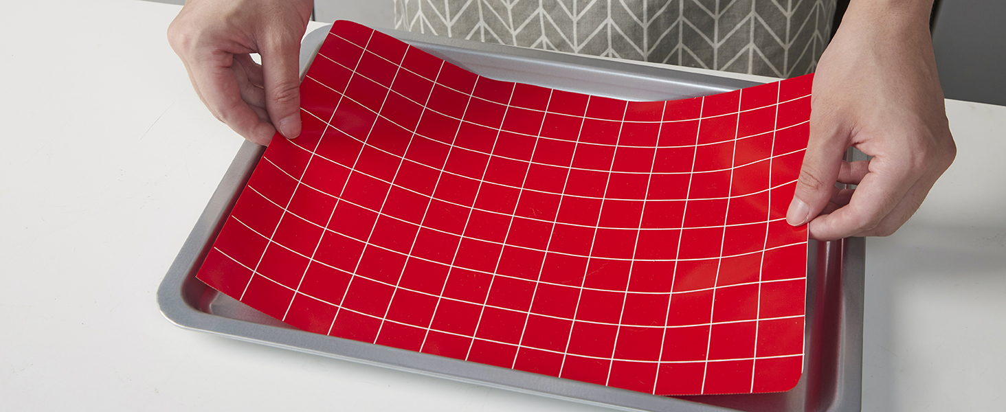 Silicone Baking Mat Roll 16IN*5FT Free Cutting, Non-Slip Pastry Mat, Non-Stick Reusable Air Fryer Liner, Oven Liners, Freeze Dryer Mat, Easily Cut to Size Fit All Ovens Pans Tins Dishes