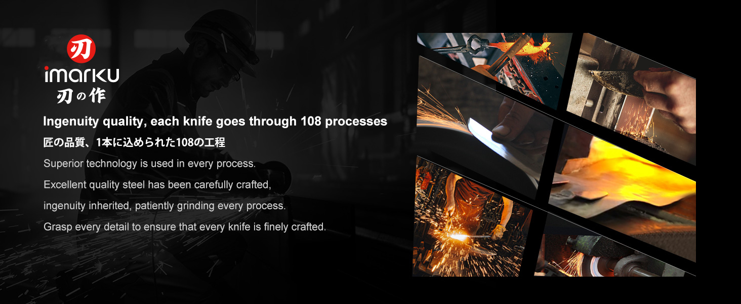 Knife Sets for Kitchen with Block imarku G14 Japanese Knife Set Stainless Steel Kitchen 14pcs, Built-in Sharpener, Sharp Knives with Non-slip Ergonomic Handle - Dishwasher Safe, Home Essential Gifts