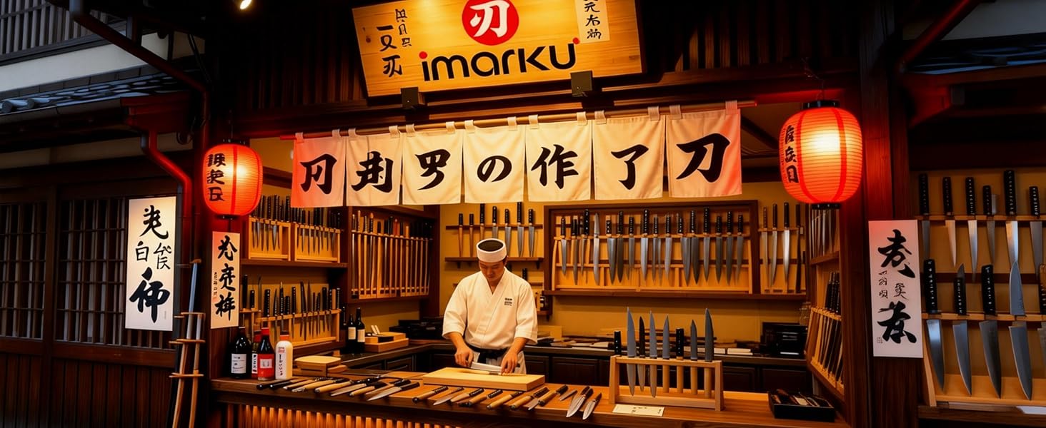 Knife Sets for Kitchen with Block imarku G14 Japanese Knife Set Stainless Steel Kitchen 14pcs, Built-in Sharpener, Sharp Knives with Non-slip Ergonomic Handle - Dishwasher Safe, Home Essential Gifts