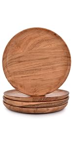 NIRMAN Wooden Coasters for Drinks Coffee Table, Round Drink Coasters with Holder for Tabletop Protection, Set of 4 (4