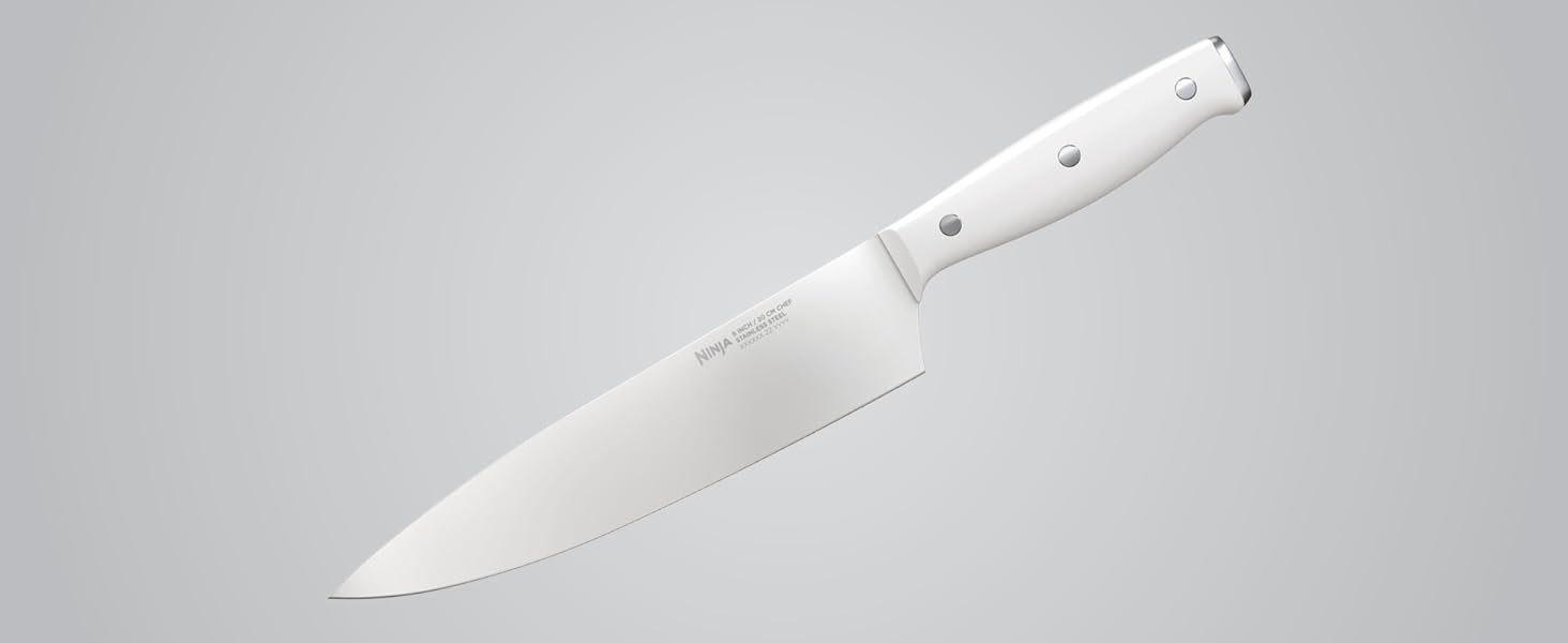 Ninja K12007WHBN NeverDull 7-Piece Prep Knife System, Essential, High Carbon Stainless Steel, Built-in Sharpener, White