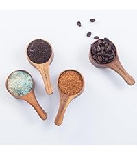 Wood Coffee Scoop-4 Pieces Wooden Scoops for Jars Small Measuring Spoons for Ground Coffee,Tea,Sugar,Seasoning-Multipurpose Wooden Scoop for Jars,Canisters,Bath Salts,Laundry Detergent(Acacia Wood)