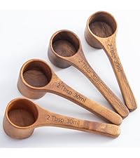 Wood Coffee Scoop-4 Pieces Wooden Scoops for Jars Small Measuring Spoons for Ground Coffee,Tea,Sugar,Seasoning-Multipurpose Wooden Scoop for Jars,Canisters,Bath Salts,Laundry Detergent(Acacia Wood)