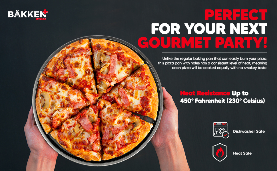 Non-Stick Pizza Pan with Holes - 13-Inch Perforated Pizza Crisper Carbon Steel Pizza Pan - 1 Round Pizza Trays PFOA PFOS and PTFE Free