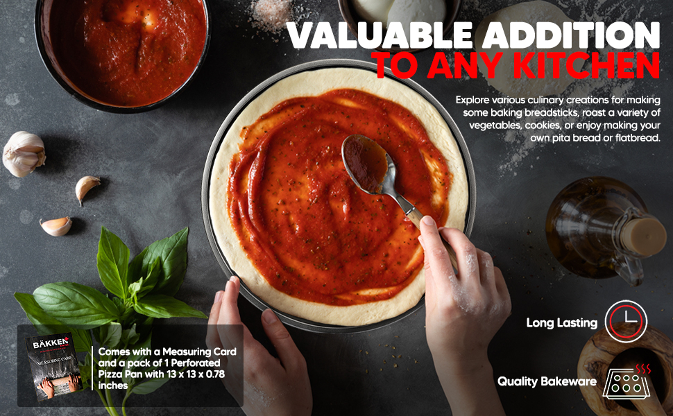 Non-Stick Pizza Pan with Holes - 13-Inch Perforated Pizza Crisper Carbon Steel Pizza Pan - 1 Round Pizza Trays PFOA PFOS and PTFE Free