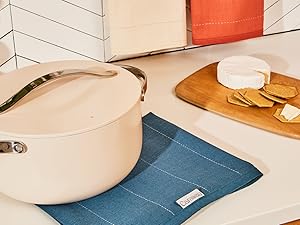 Caraway Pot Holders - 100% Organic Cotton Pot Holder - Double-Layer Stain Resistant Stitching - Resists High Heat & Low Cold Temperatures - Machine Washable - Navy