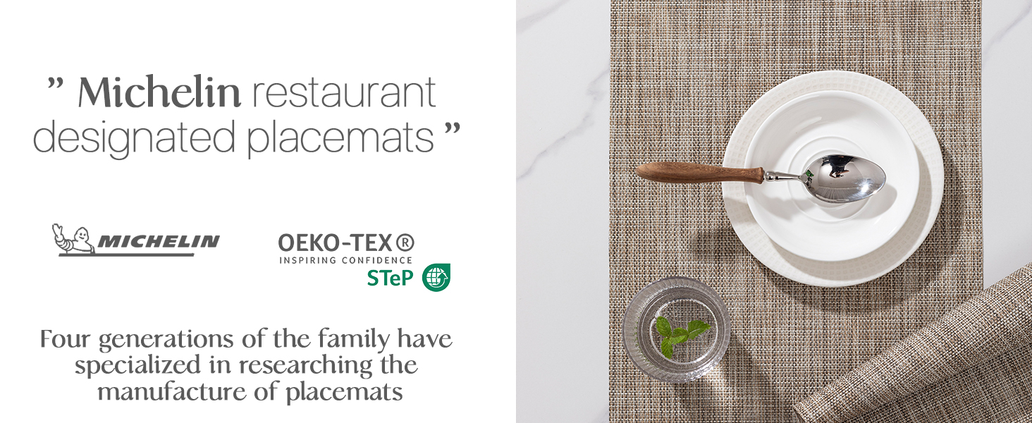 LEXMORE Placemats Set of 4 Vinyl/Plastic Woven Place Mats for Kitchen Table Indoor/Outdoor Washable Placemat Wipeable Dining Table Mats(Gray)