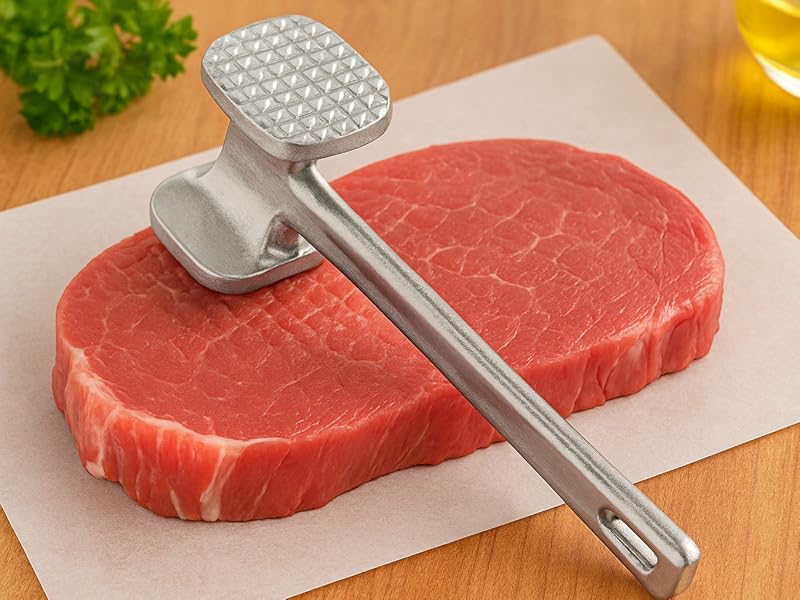 Meat Tenderizer Mallet Hammer – Heavy Duty Steak Softener Tool for Beef, Pork, Chicken, and Poultry – Dual-Sided Kitchen Meat Pounder for Tenderizing, Flattening, and Marinating