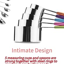 10 Pcs Measuring Cups and Spoons Set,Stackable Metal Measure Cup for Measuring Dry and Liquid Ingredients,Used Kitchen Dry Food, Cooking Baking Measurements