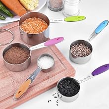 10 Pcs Measuring Cups and Spoons Set,Stackable Metal Measure Cup for Measuring Dry and Liquid Ingredients,Used Kitchen Dry Food, Cooking Baking Measurements