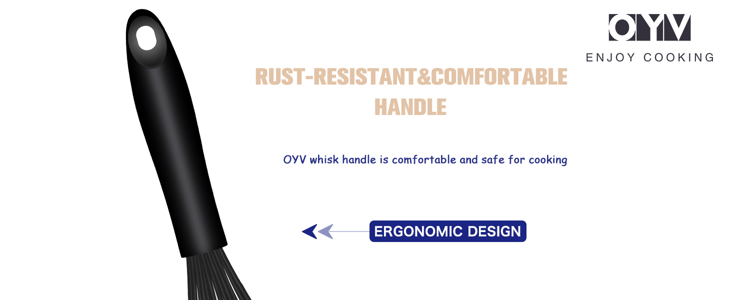 Dishwasher Safe Silicone Whisk, Sealed Waterproof Design Set of 3, Professional Kitchen Whisks for Cooking Non-Scratch, Silicone & Stainless Steel Whisk, Heat Resistant Balloon Egg Beater, Black