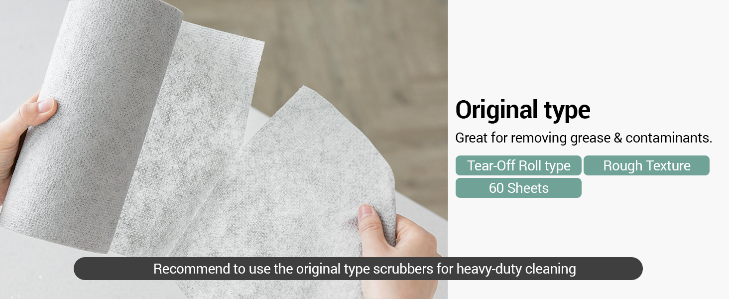 DEARCUS One Day Scrubber Disposable Dishcloth Sheets – Odor-Free Lint-Free Non-Scratch Melt-Blown PP Cleaning Cloths for Dishes, Cookware, Cooktop & Bathroom | Gray, 1 Pack 60 Sheets (~2 Month Supply)